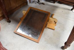 A scumbled pine dressing table back and mirror, back width approx. 75cm
