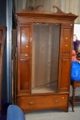 A Victorian mahogany mirror door wardrobe, width approx. 122cm