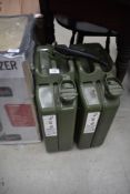 A pair of jerry cans