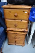 A pair of moden pine two drawer bedside chests, width approx. 47cm