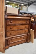 A Victorian mahogany Scotch style chest of drawers, frieze drawer over four drawers, dimensions