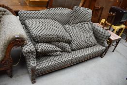 A nice quality period heavy frame low back settee, width approx. 180cm