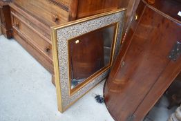 A large modern gilt framed mirror, approx 90 x 75cm
