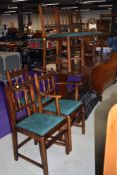 A Priory style refectory table and six (four plus two) dining chairs