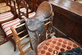 A traditional leather saddle