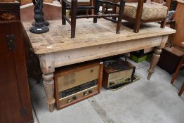 A Victorian pine narrow kitchen table