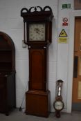 A 19th Century oak cased longcase clock, 30hour movement, having painted dial, signed E Burton,