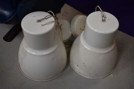 Two industrial ceiling light fittings