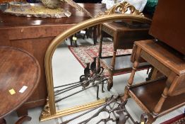 A reproduction gilt frame over mantel mirror, width approx. 140cm