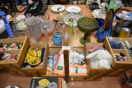 A cantilever wooden work box and contents.