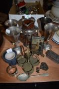 A selection of metal and plated wares including WMF marked goblets