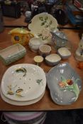 A selection of ceramics by Shorter and sons including two floral tea pots