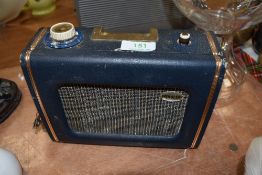 A vintage blue 'Ever ready' radio.