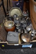 A selection of fine plated wares including teapots and biscuit barrels