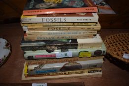 A lot containing twelve books on fossils, shells, rocks and minerals.