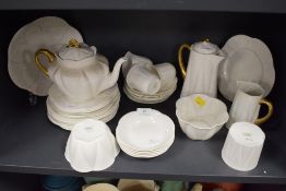 A large collection of Shelly Dainty white, including bowl, two sugar basins, tea and coffee pots,