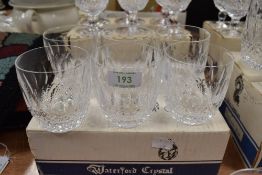 Six Waterford crystal tumblers in box.