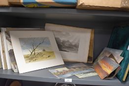 A large quantity of vintage original artworks including watercolours and more of coast and landscape