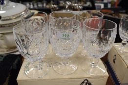 Six Waterford crystal goblets in box.