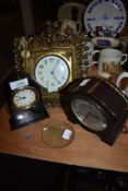 A selection of fine antique and later clocks including ormolu clock with enamel dial and two smaller