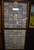 Two frames of aviation related cigarette cards.