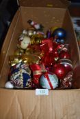 A selection of Christmas decorations and baubles