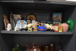 A selection of early composite and moulded plastic items including Cadburys Bourn Vita