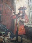 An oil painting, R Arnold, cavalier and gun dog, signed, 28 x 23cm,