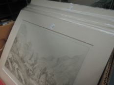 Nine prints, after William Green , Lakes views, inc Portinscale, 26 x 36cm