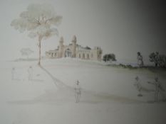 A watercolour, attributed to Major General John Brownrigg Bellasis, quoit playing near Ahmedabad,