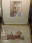 Three watercolours, W H Sugden, inc ruins, signed and dated, 1887, 47 x 64cm, framed and glazed,