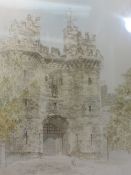 A watercolour, Martin Woodroffe, Lancaster castle, signed, attributed verso, 21 x 18cm, framed and