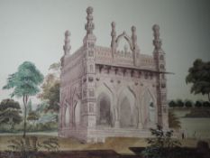 A watercolour, attributed to Major General John Brownrigg Bellasis, Dumree Mosque, indistinctly