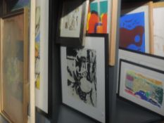 Eleven pictures, Michael Jenkins, inc silk screen print, Red Monolith, 36 x 39cm, framed