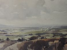 A watercolour, John Pillow, country landscape, signed, 20 x 40cm, framed and glazed