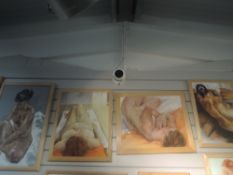 Four oil paintings, attributed to Michael Jenkins, nude studies, inc Contemplation, 63 x 40cm,