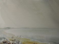 Two watercolours, inc B Tomlinson, Eskmeals, signed, 25 x 35cm, framed and glazed, and moorland