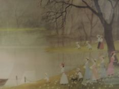 A print after Helen Bradley, Miss Carter series, signed, 48 x 58cm, framed and glazed