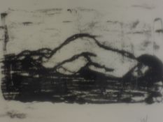 A screen print, attributed to Jenkins, nude study, monogrammed and dated (19)98, 32 x 37cm, framed