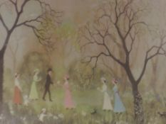 A pair of prints after Helen Bradley, Miss Carter series, 30 x 35cm, framed and glazed, and a