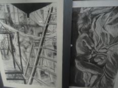 A charcoal sketch, Michael Jenkins, nude study, Penny in the study, signed and dated, 2000, 82 x