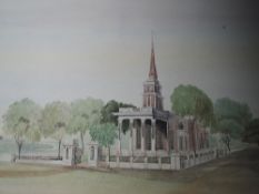 A watercolour, attributed to Major General John Brownrigg Bellasis,Karea, landscape and building