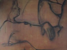 An oil painting, attributed to Michael Jenkins, nude study 56 x 97cm