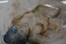 A mixed media picture, Michael Jenkins, Nude with blue hair, signed, 55 x 74cm, framed and glazed