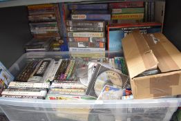 A shelf of Railway related DVD's and VHS and Cd's