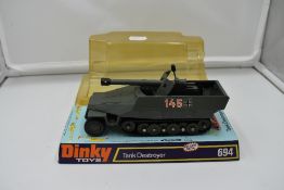 A Dinky diecast, Tank Destroyer, in original card and bubble display box 694