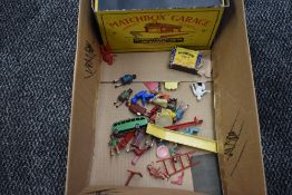A Matchbox Moko Lesney Accessory pack No 4 in original box, a Matchbox Garage empty box, a Lesney