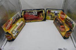 Four Corgi diecasts, David Brown Tractor & Combine Harvester 1112 (af), Scania Silo Truck 2019, Mack