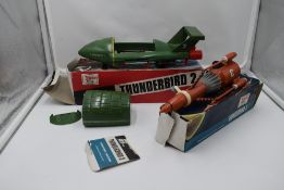 Two JR 21 Toy plastic Thunderbird 2 & 3 toys, both in original boxes