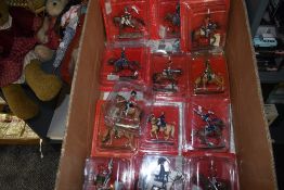A box containing fourteen Del Prado Lead Napoleonic Figures on Horseback, all in original blister